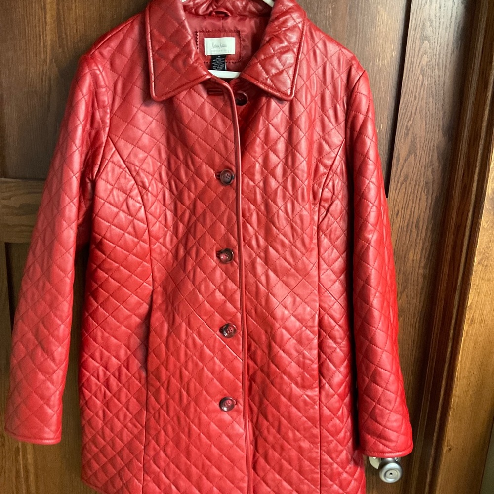 Neiman Marcus Exclusive Quilted Red Leather Jacket